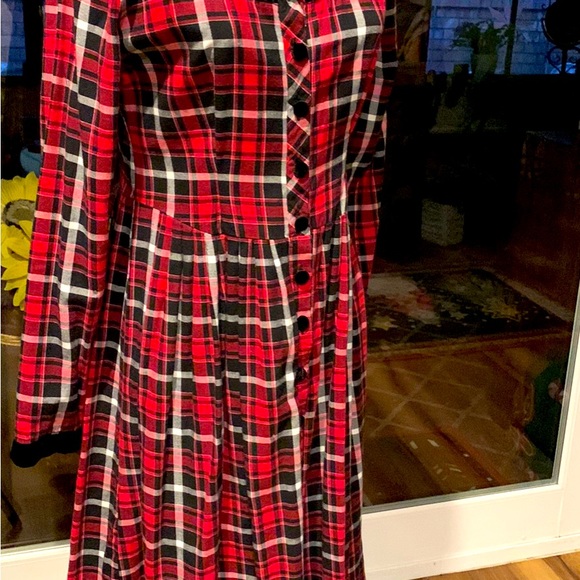 DRESS VINTAGE 80’S LANZ OF SALZBURG PLAID PRAIRIE OR COTTAGE STYLE MIDI SIZE S - Picture 2 of 6